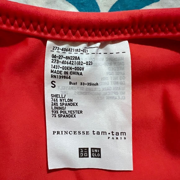SOLD! ~ RARE! Princesse Tam Tam x Uniqlo ~ RED~ 1 Piece Swim Suit Maillot~Small - Picture 10 of 10